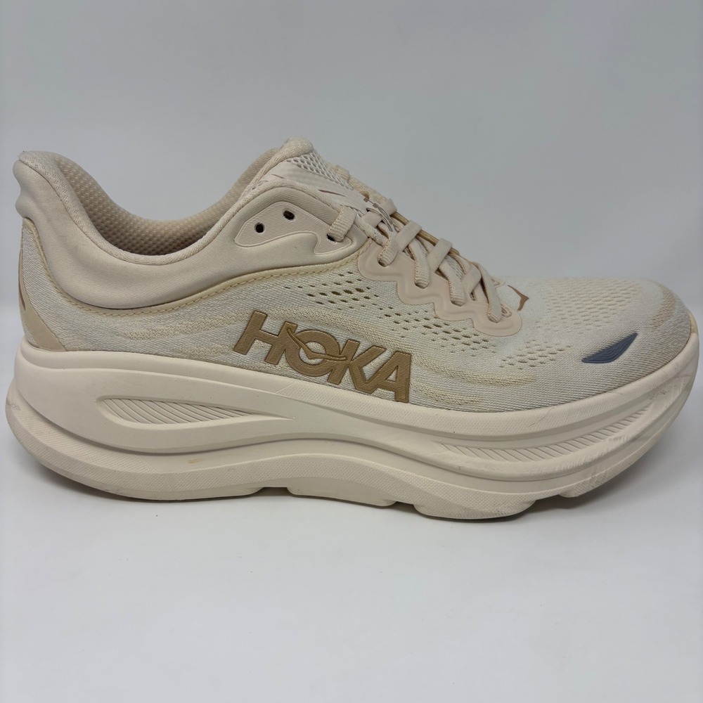 Hoka Bondi 9 Womens Size 10.5 Vanilla Cream Athletic Running Shoes WORN ONCE